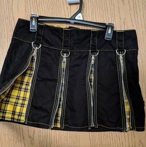 Tripp NYC Black and Yellow Mini Skirt with Zippers
